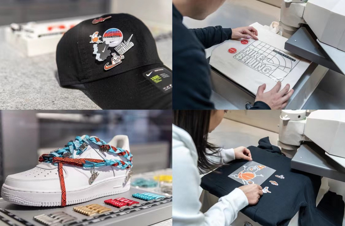 Nike By You 产品定制服务专区，消费者可以DIY北京元素图案。
