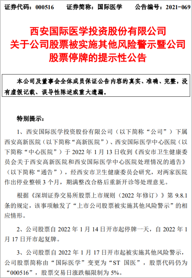 图：国际医学停牌事件公告1
