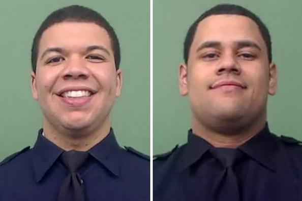  遭麦克尼尔枪杀的两名警察里维拉（左）和莫拉 图源：NYPD