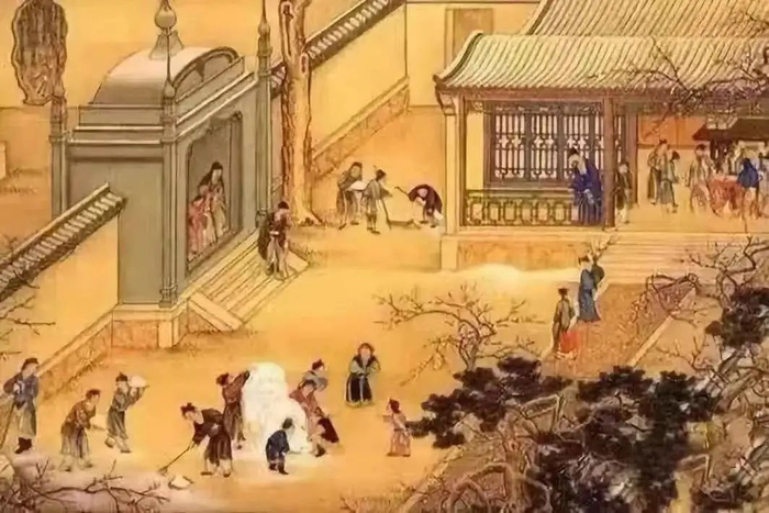 △《清院本十二月令图轴》（局部）