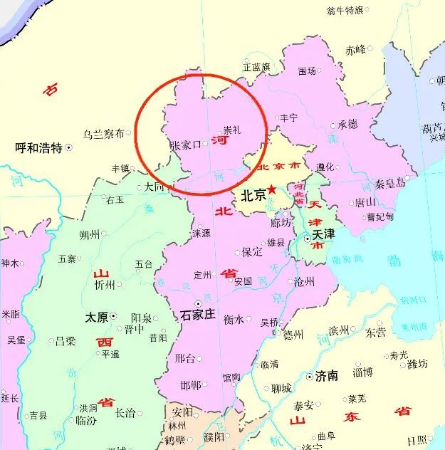 张家口区位示意图 图片来源：自然资源部网站