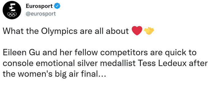 欧洲体育频道点赞谷爱凌