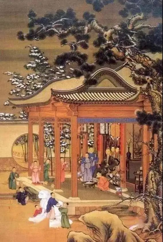 △郎世宁 《弘历雪景行乐图轴》