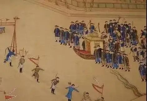 △《冰嬉图》中的皇帝冰床