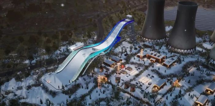 图为游戏场景中的“滑雪大跳台”