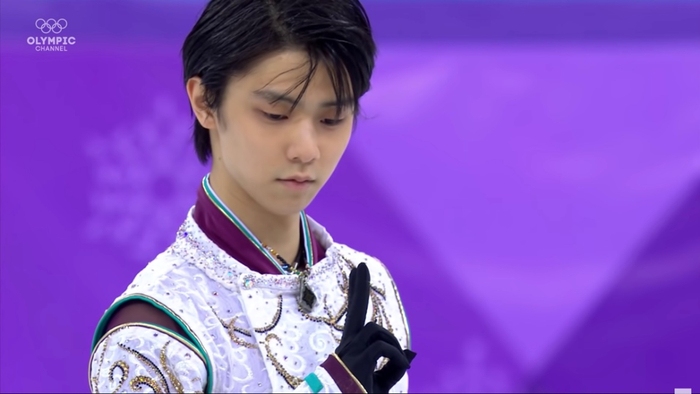 羽生结弦在平昌冬奥会&nbsp;图片来源：视频截图