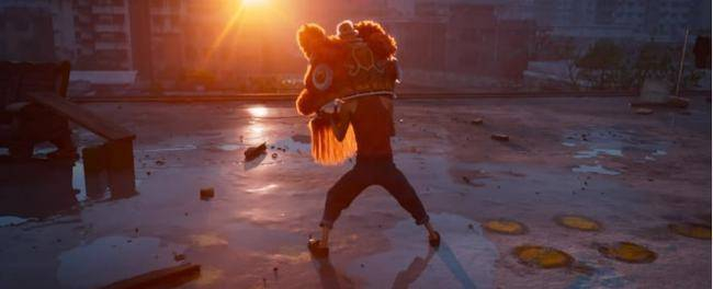 ▲ 电影《雄狮少年》天台舞狮 截图