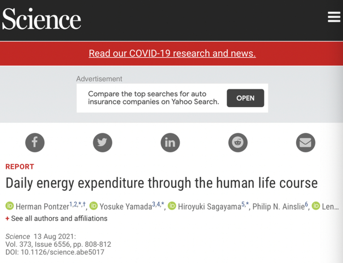 研究：人类全生命周期代谢规律，图片来源：science.sciencemag.org