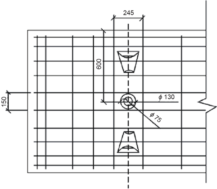 图8 隧道内打孔位置示意图（单位：mm）