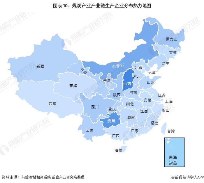 注：颜色越深代表相关企业数量越多。