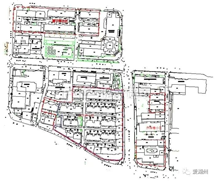 （狮子巷小区、仪凤桥小区、乔梓巷小区 改造范围示意图）