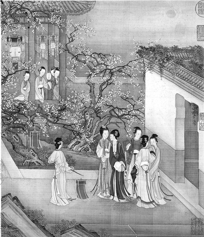　　寒夜探梅（正月）/清 陈枚绘