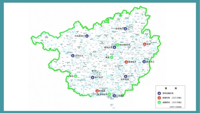 广西壮族自治区运输机场布局示意图。自治区交通运输厅供图