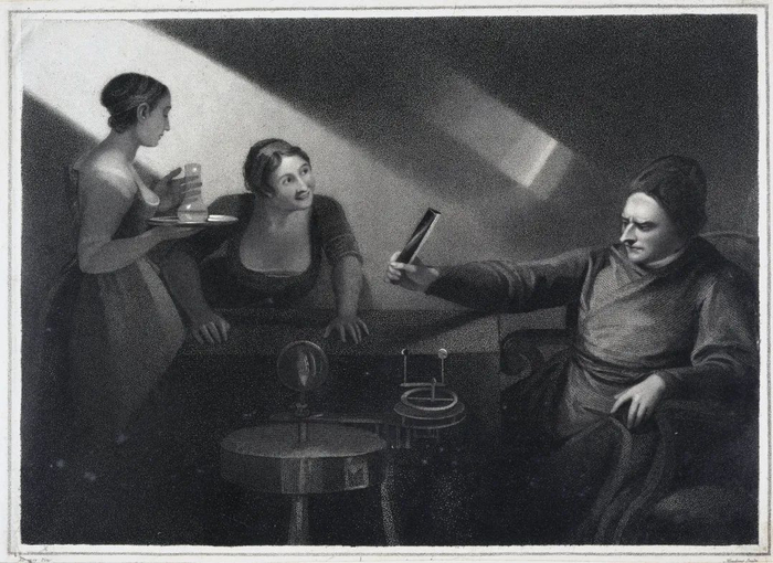 艾萨克·牛顿在1666年进行分光实验的虚构场景 ，1796年（视觉中国供图）