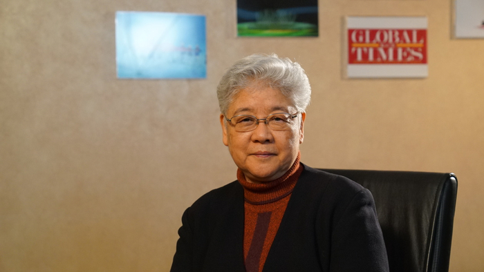 图说：尼克松访华亲历者、时任毛泽东主席与周恩来总理的翻译唐闻生接受《环球时报》记者专访。庞越摄。