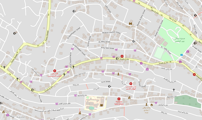 ▲纳布卢斯市中心的路网系统