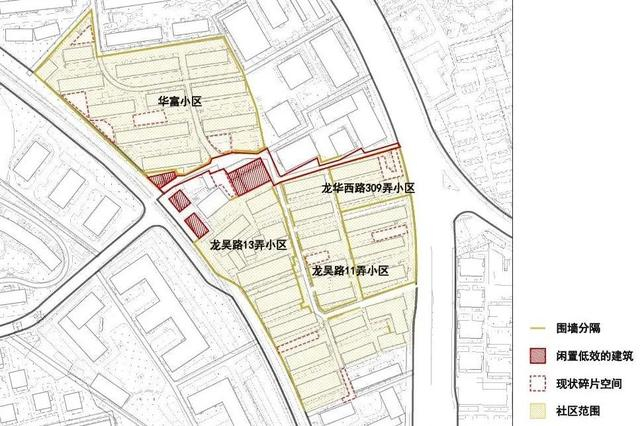 华富社区公共要素分布现状示意图