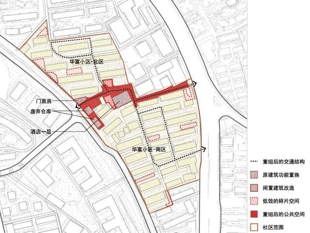 公共空间结构重组规划示意图