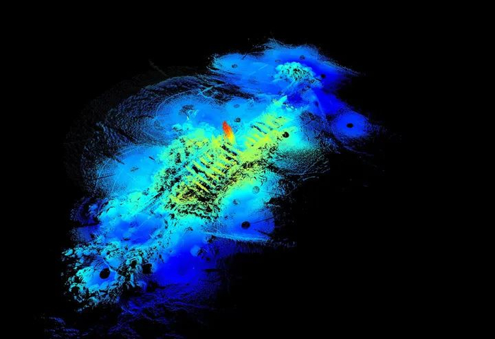 这是2021年“长江口二号”古船多波束声呐扫测合成图。新华社发（上海市文物局供图）