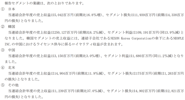 Nexon各分部业绩 图片来源：Nexon公告