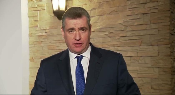 俄罗斯国家杜马国际事务委员会主席斯卢茨基就第三轮谈判结果发表讲话视频截图