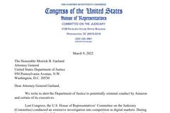 紧追猛打 美国国会议员要求司法部对亚马逊展开刑事犯罪调查