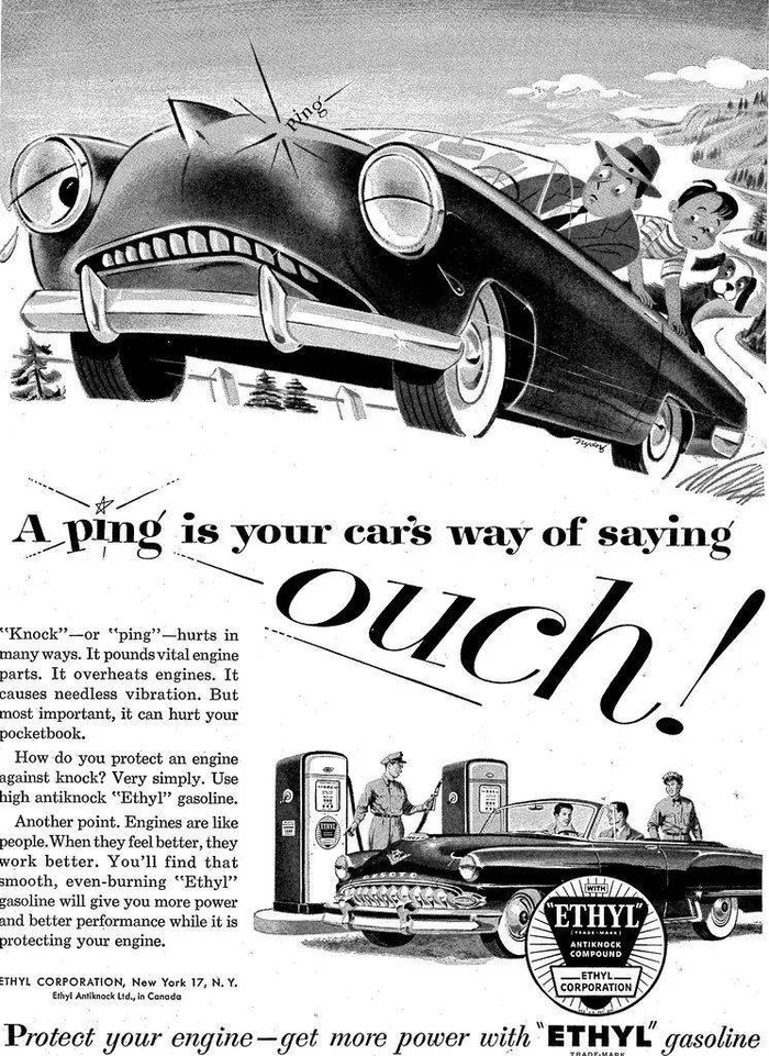 宣传含铅汽油的海报。图片来源：dok1， CC BY 2.0