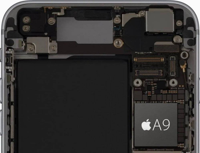 ▲苹果A9芯片在手机中的示意图
