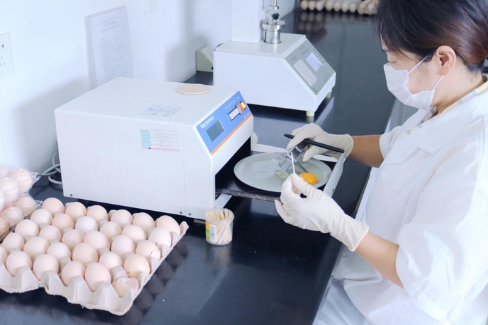 　　（圣迪乐村科研人员测试鸡蛋数据）
