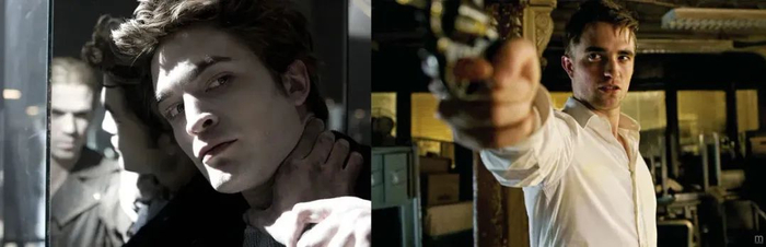 《暮光之城》（左） 与《大都会》（右） 中的罗伯特·帕丁森