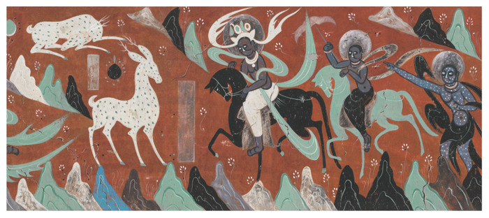 莫高窟第257窟 西壁 九色鹿本生 局部（敦煌研究院文物数字化所制作 敦煌研究院供图）