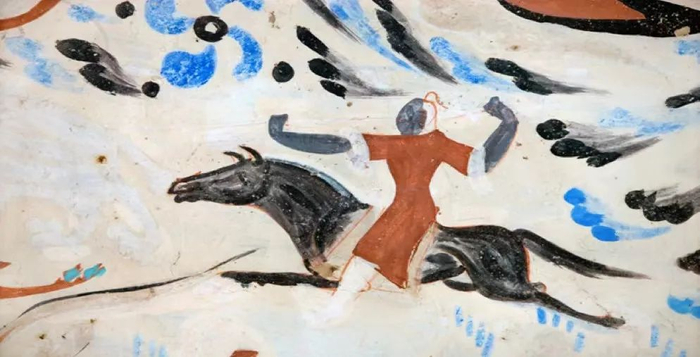 莫高窟第249窟 窑顶 骑马投掷标枪 西魏