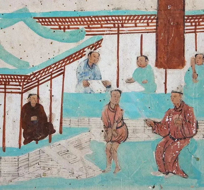 莫高窟第468窟 北壁 敦煌古代学堂 五代 体罚学生
