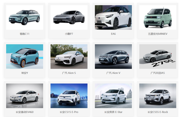 图7：配套中创新航产品的主要车型，资料来源：公司官网