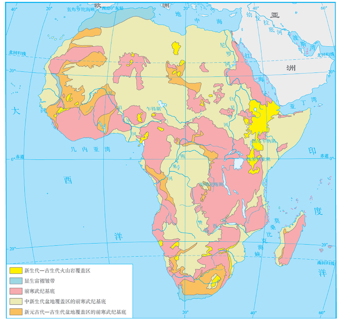 图1-1 非洲主要地层分布简图