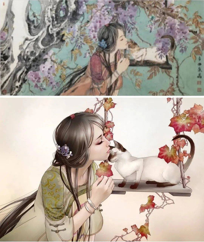 上图为朱晶作品下图为张小白作品（图据网络）