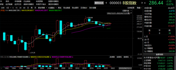 B股指数年K线图
