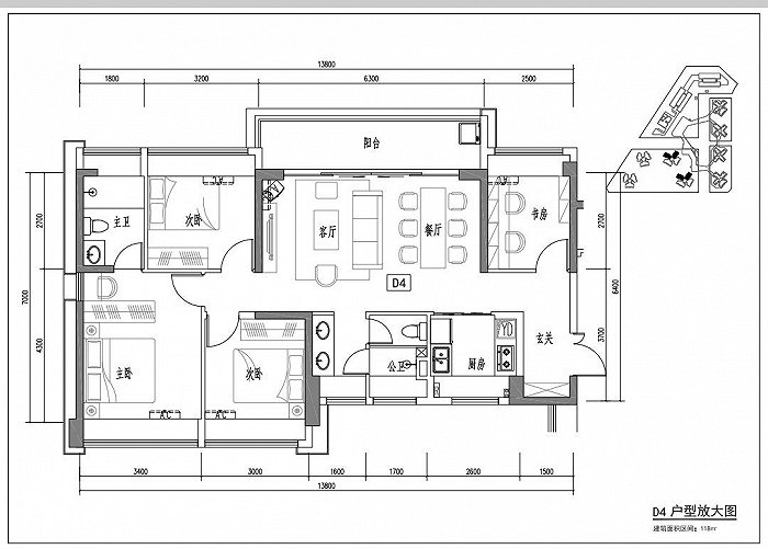 118平户型 图片来源：家在论坛