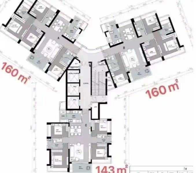 海德园A区143平方米、160平方米平方米户型 图片来源：家在论坛