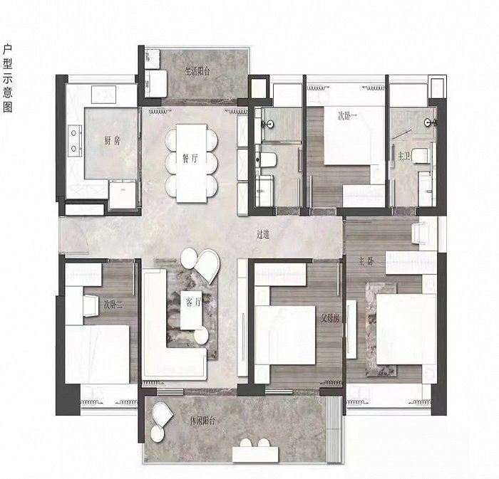 143平户型 图片来源：家在论坛