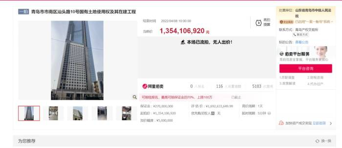 拍卖详情。 截自 阿里拍卖网