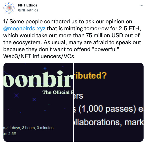 ‘NFT Ethics’发推质疑 Proof