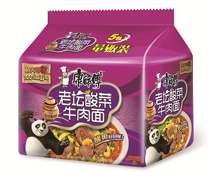康师傅一款老坛酸菜方便面的外包装。