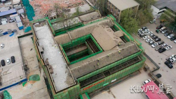 正太饭店保护性修缮项目现场鸟瞰。长城网·冀云客户端记者 廉明坤 摄