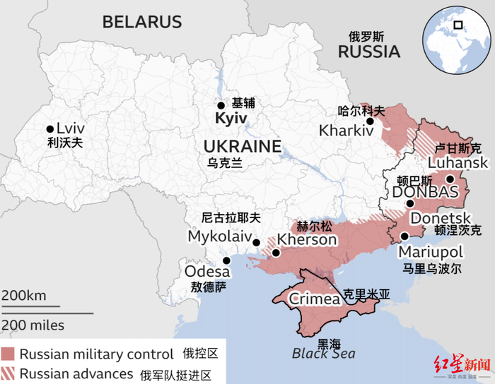 ▲俄乌冲突涉及的关键城市和地区（截至4月20日）