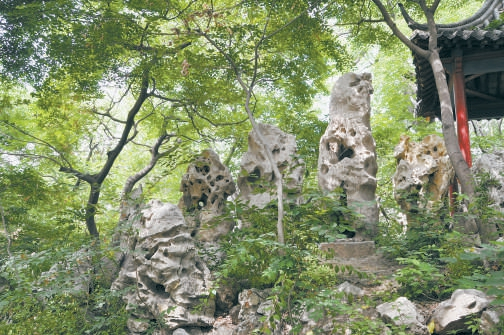 荩园北山上罗列的湖石 贾珺 摄