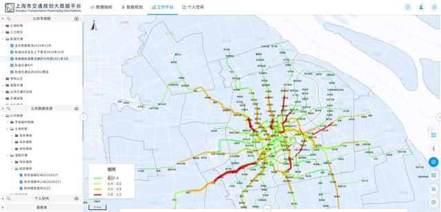 图8 轨道交通客流双向大小和拥挤度专题图