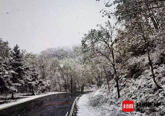 北京门头沟灵山等地出现飘雪（图片来源：中国天气网）