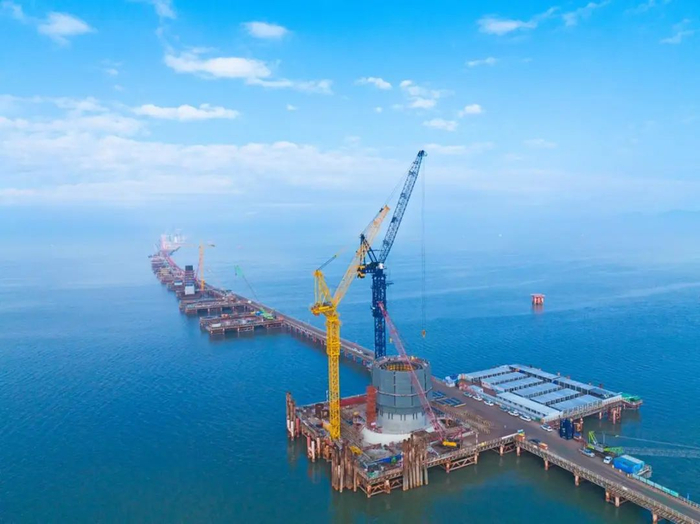 ▲黄茅海跨海通道项目最新航拍图。李建束 通讯员 柳小胜/摄