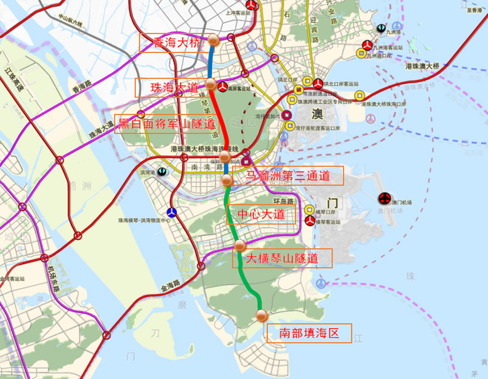 ▲工程图示，截至4月，绿色线条表示已建成，红色线条表示正在建设，蓝色线条表示待建。